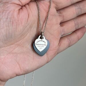 Tiffany & Co. Rare Return to Tiffany Double Heart Necklace with Onyx